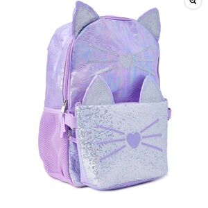 Mochila para Niñas con Bolsa para el Almuerzo, Juego de 2 Piezas, Purple Kitty